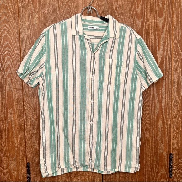 Sonoma Other - Men's Sonoma Goods For Life® Camp Sz M Green and White Striped Button Down Shirt